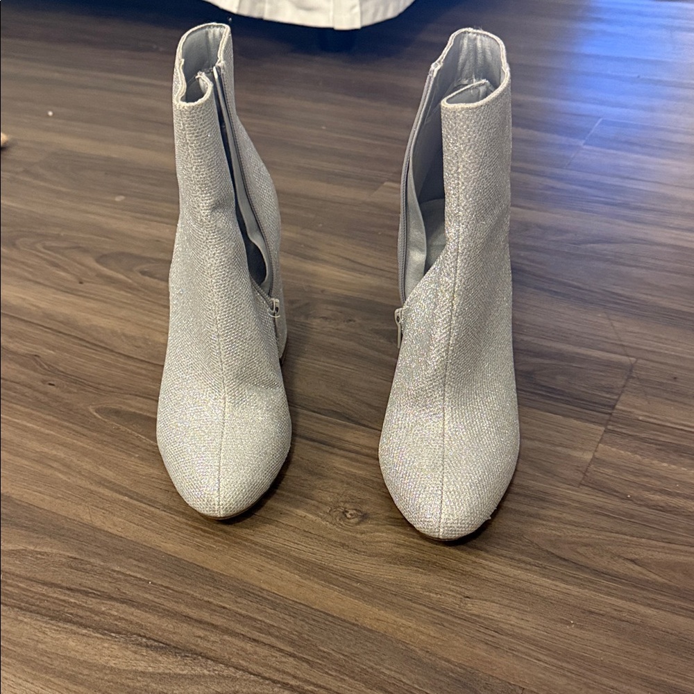 Madden Girl Shimmering Silver Ankle Booties
